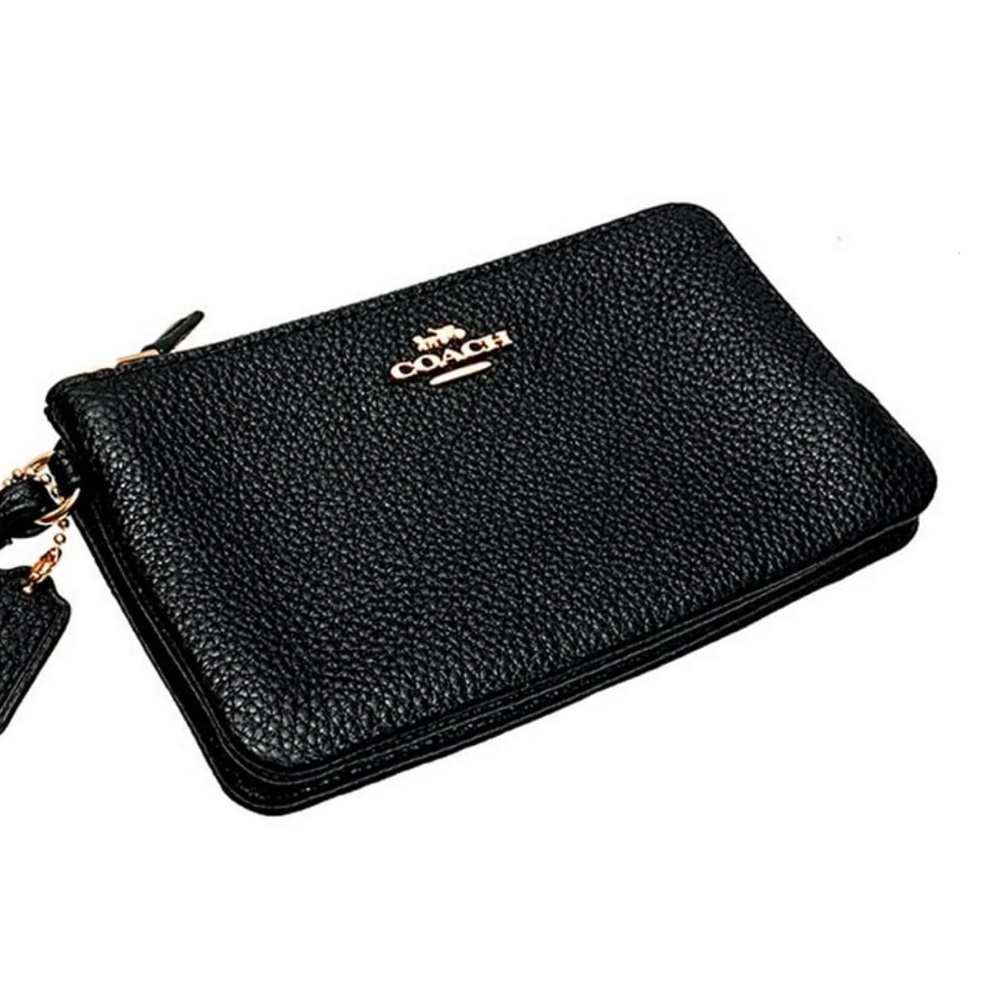 Coach - Black Small Wristlet w/ Two credit card slots & Double zip closure
